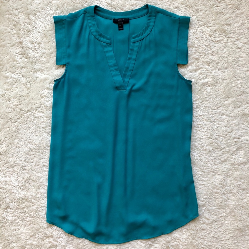 J. Crew Teal Sleeveless Blouse Size 4 Tall